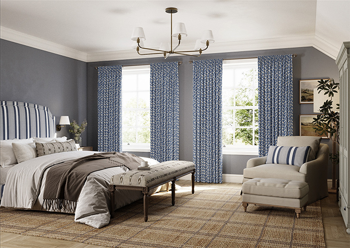 Land & Shore Oak Leaf, Blue - Made to Measure Curtains - Image 7